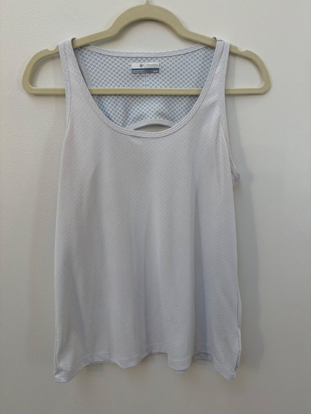 Columbia Womens White Sleeveless Tank Top M/M 100% Polyester Lightweight Activew